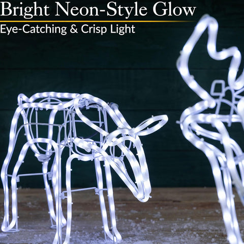 Christow White LED Reindeer Family Outdoor Christmas Decoration 2pc Set