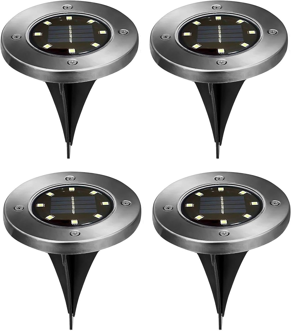 ARTECH AT-7708 Solar Ground Lights - 4 Led Solar Garden Lights Outdoor，Disk Lights Waterproof In-Ground Outdoor Landscape Lighting for Lawn Patio Pathway Yard Deck Walkway Flood Light Warm White
