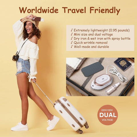 Mini Travel Iron Dual Voltage Ceramic Soleplate