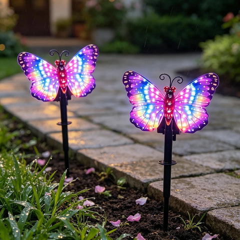 Solar Stake Lights Butterfly LED Lighting Decor Pathway Lamp