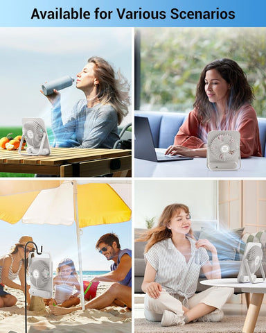 WHATOOK Desk Fan USB: 5000mAh Ultra Quiet 100 Speeds Mini Personal Fans with 24H Long-Lasting Battery, USB-C Fast Charging, LED Display, Child-Safe Grille for Home Office Bedroom Travel Camping