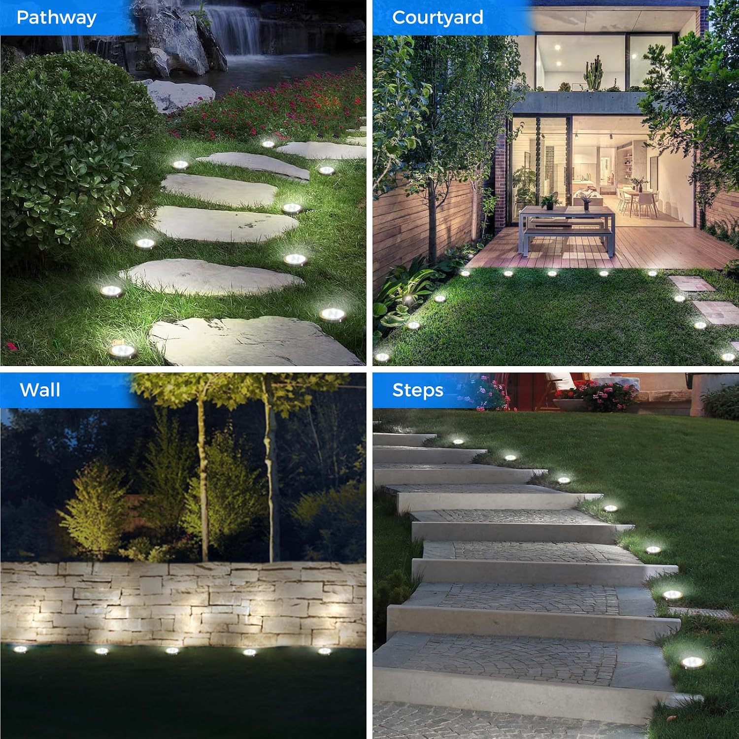 Peasur Solar Ground Lights Outdoor Garden Waterproof, Flat Disk Lights