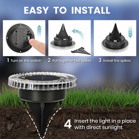Solpex Solar Lights Outdoor Garden,20 Pack Solar Ground Lights,IP65 Waterproof for Stairs, Patio, Pathway(Warm White)