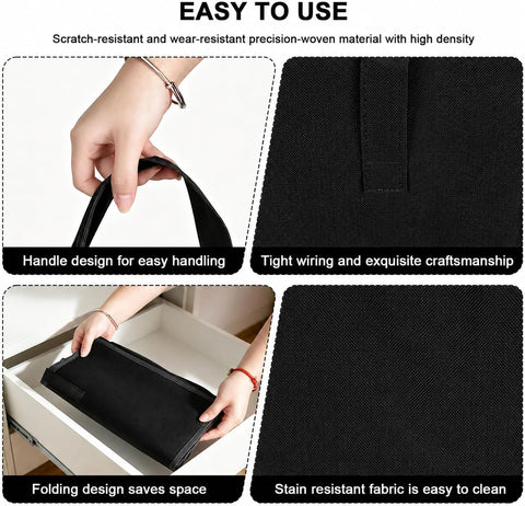 Hbzunt 2 Pack Clothes Hanger Storage Bags, Foldable Oxford Fabric Organisers with Carry Handles for Wardrobe Hanger Storage, Black