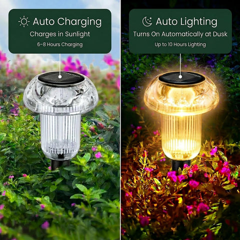 Warm White Mushroom Solar Garden Lights, Outdoor, 4 Pack