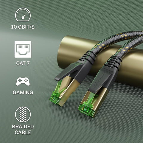 Cat 7 Ethernet Cable 10m – Triple Shielded Nylon Braided