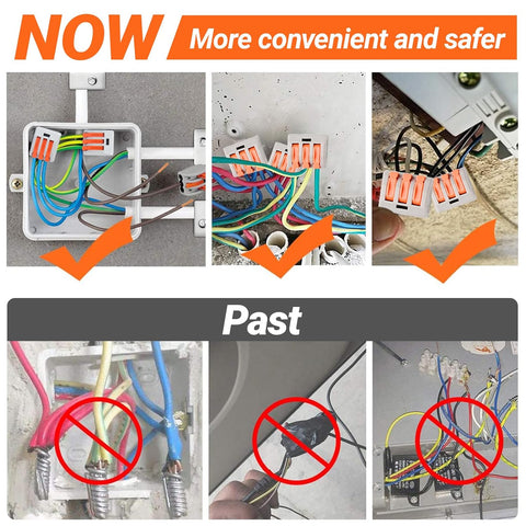 Preciva 30pcs Wire Connectors, Electrical Connector Blocks, 3 Way Compact Cable Terminals Clips Terminal Block Quick Spring, Lever Nut Assortment Conductor with Clamp 3-Port (30PCS)