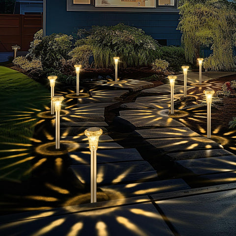 6pcs LED Solar Garden Lights, IP65 Solar Garden Lights Stainless Steel Waterproof Energy Saving for Patio, Lawn, Yard, Driveways (Warm White)