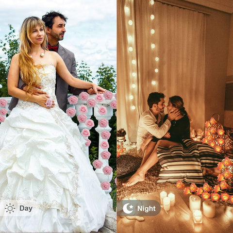 Pink Rose Fairy String Lights, 20 LED Battery Powered Flower Lights for Indoor & Outdoor Romantic Decor