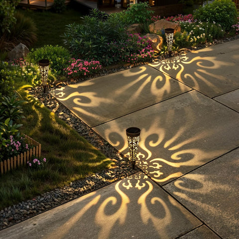 6Pcs Solar Lights Outdoor Decorative Conical Garden Stakes for Patio, Yard, Lawn, Pathway Decor Landscape Lighting (Black)