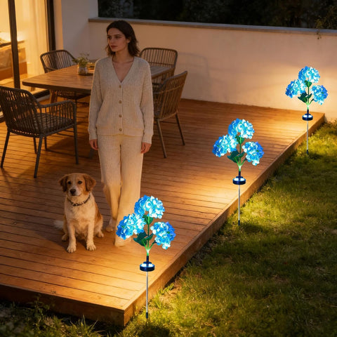 Solar Garden Lights Hydrangea Waterproof Pathway Lighting