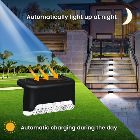 Caldarax 8 Pack Solar Fence Lights Garden, LED Decking Lights Solar Powered Waterproof Outdoor Step Light for Fence, Deck, Stair, Step, Pathway, Yard, Patio, Decoration (Cool White)