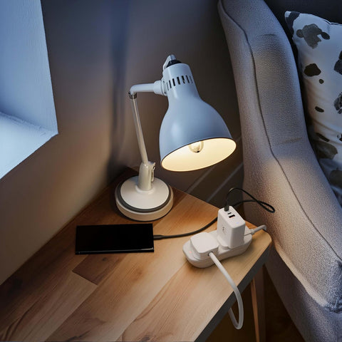 Two Socket Double Extension Lead 10m Cable, Unswitched, White