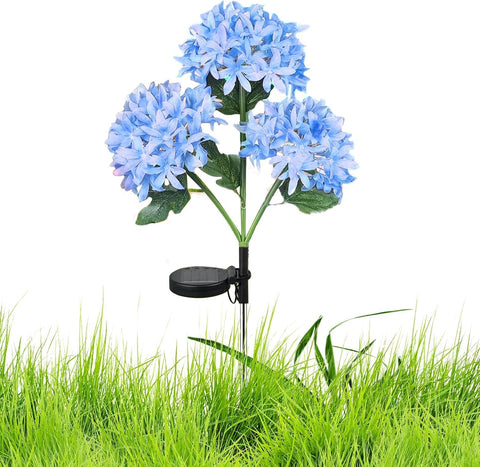 Fairy Hydrangea Lights - Artificial Light Up Hydrangea Flower with 2 Lighting Modes - Outdoor Solar Garden Lights, Yard Art, Blooming Flower Garden Decor for Patio Lawn Pathway