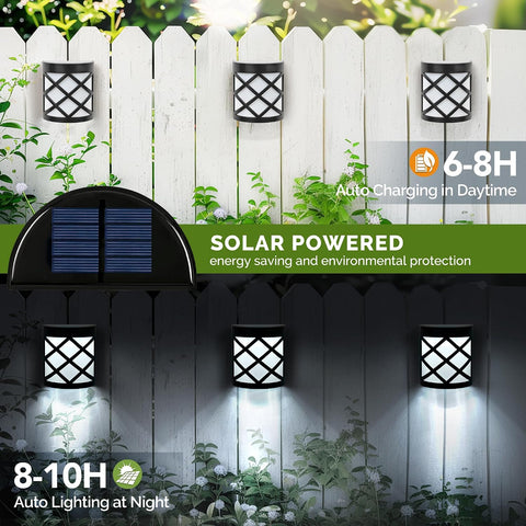Solpex Solar Fence Lights, 8 Pack Solar Wall Lights, Waterproof 6 LED Deck Lights, Decorative Outdoor for Fence, Deck, Patio, Stairs, Yard, Pathway (Cold White)