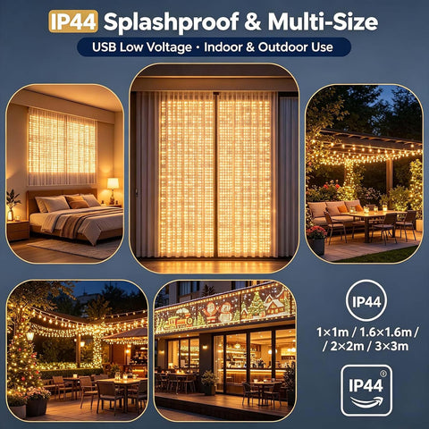 Smart RGB Pixel Curtain Lights 3x2m – 400 LED Christmas House Net Wall Display with App, Remote Control, Music Sync & DIY Effects - Turn Your Wall Into a Christmas Light Show