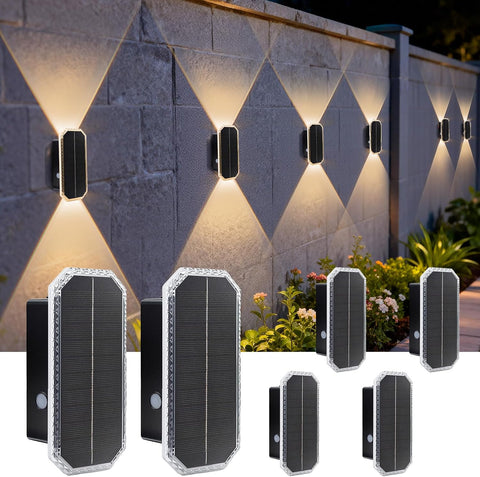 BRIMAX 6Pack Solar Wall Lights Outdoor,Up and Down Solar Fence Lights