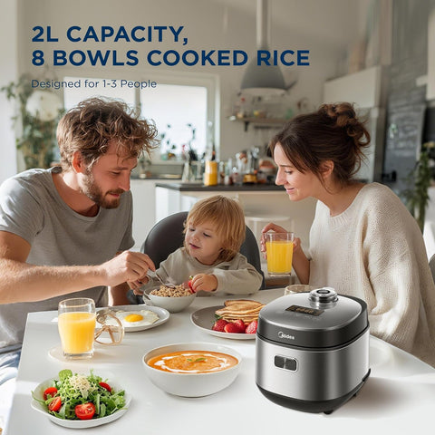Midea 2L Rice Cooker with 9 Functions – Quick 30 Min Rice – Black