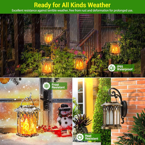 Solar Garden Lanterns Outdoor 2 Pack – Hanging Flickering Flame LED Lights, Waterproof Decorative Pathway Lighting Ornaments
