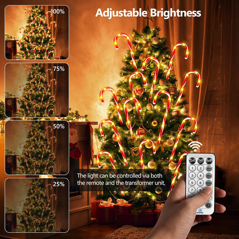 24 Pack 144 LED Candy Cane Christmas Lights Outdoor, 25.2inch Warm White