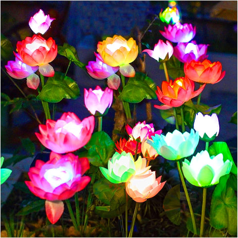 Solar Violet Garden Lights with Glowing Flowers & Stems (2 Pack)