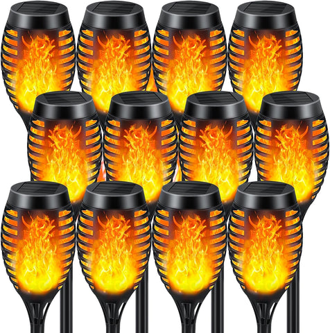Upgraded Solar Torch Lights 4 Pack, 43" 96 LED Waterproof Outdoor Dancing Flames, Auto On/Off Dusk to Dawn Flickering Landscape Lighting for Pathway Yard Patio Garden Decoration.