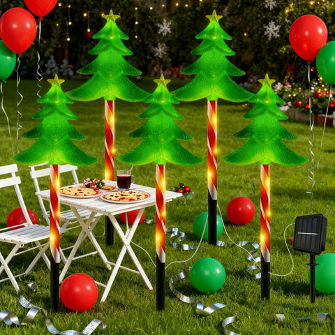 Solar Powered Christmas Lights 5 Piece Ambient Lighting Stakes