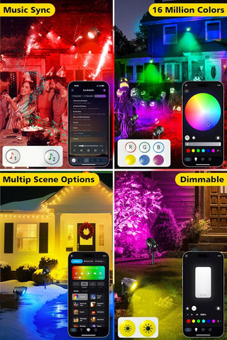 T-SUN Garden Spot Lights Mains Powered, RGB Spike Light with Remote/APP