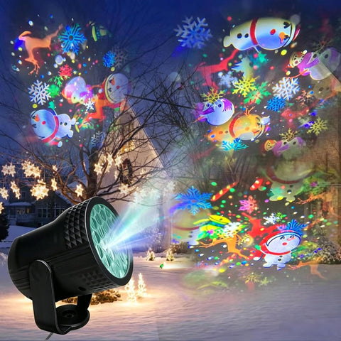 Christmas Projector Light with 20 Rotating Patterns – Colourful LED Christmas Projection Lights for Indoor & Outdoor Walls, Gardens, Fences & Holiday Decorations