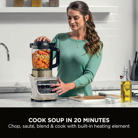 Hot & Cold Blender & Soup Maker – 10 Auto-iQ Programs, 1.7L Glass Jug, Built-In Heating Element, 1000W – Stone Gold