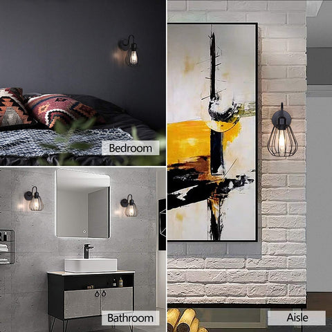 2 pcs Black Wall Lights Simplicity Vintage Industrial Wall Lights Bedside Lamps E27 Edison Bulbs Wall Sconce Lamp Holder for Living Room Bedroom Restaurant Lighting