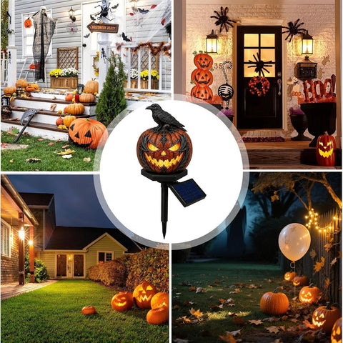 Solar Light Halloween Pumpkin Design Waterproof Yard Decoration