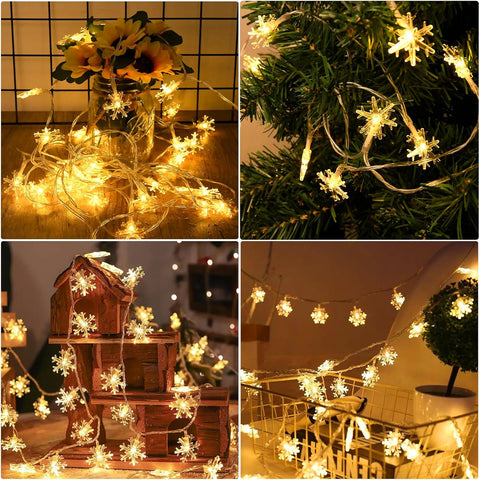 BOLWEO Snowflake Fairy Lights 3M 20 LED Battery String Lights Warm White