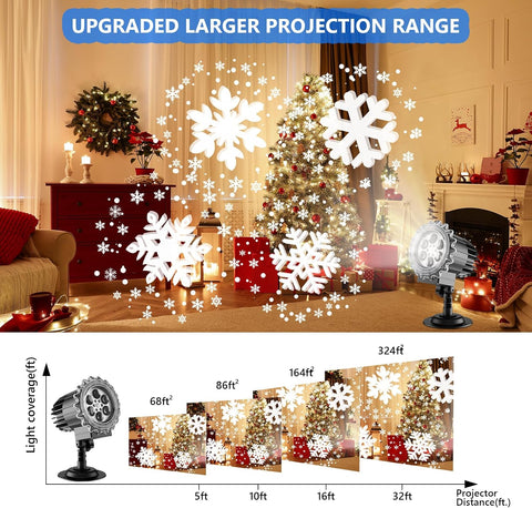 Christmas Snowflake Projector Lights – 9W LED Outdoor & Indoor Christmas Projection Lamp, IP65 Waterproof Holiday Decoration for Gardens, Walls, Parties & New Year