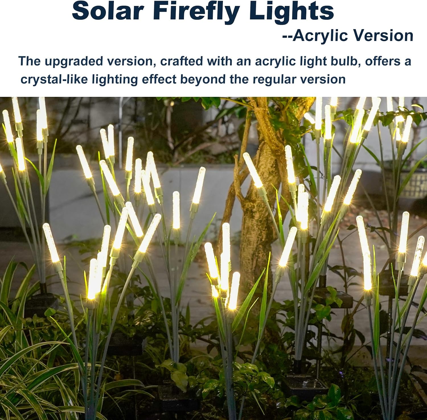 Solar Swaying Firefly Garden Lights, Acrylic Outdoor Decor (4 Pack)