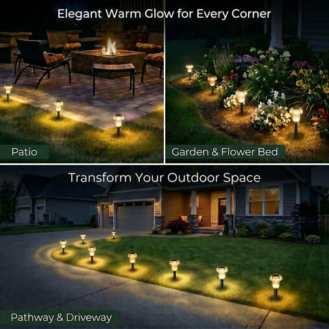 Warm White Mushroom Solar Garden Lights, Outdoor, 4 Pack