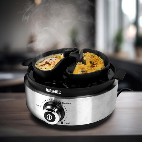 Electric Egg Boiler EB40 BK – 7 Egg Capacity Automatic Steamer & Poacher 400W-Stain Steel & Black