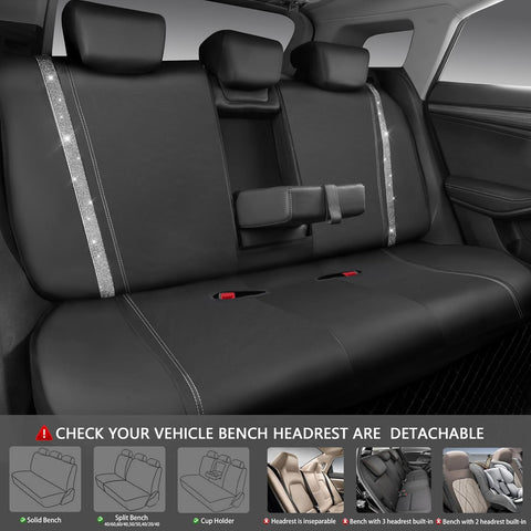 Bling Diamond Car Seat Covers Full Set Silver