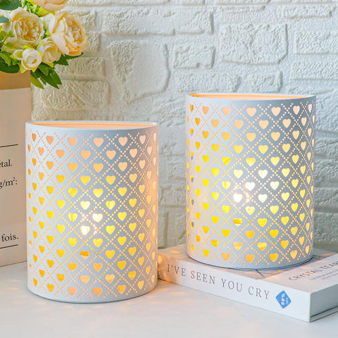 Battery Powered Heart Wall Sconce Table Lamp Set of 2