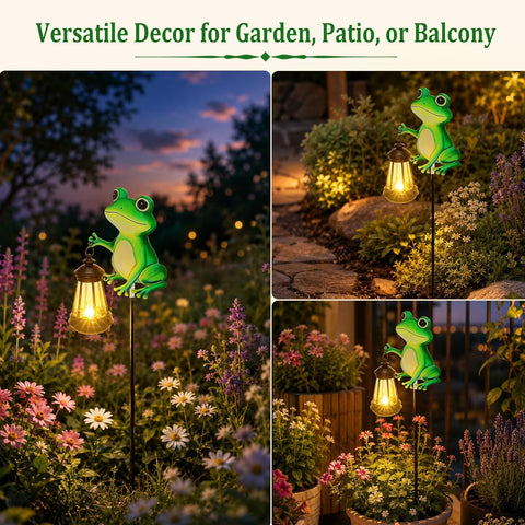 Solar Frog Garden Stake Light, Outdoor Solar Lantern Waterproof Mom Gift