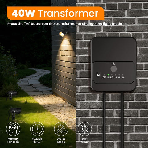 MEIKEE 4-in-1 Garden Spotlights Mains Powered,6W LED Landscape Lighting