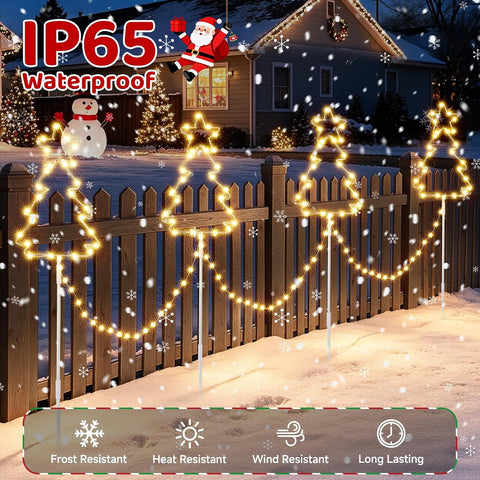 Quntis Outdoor Christmas Pathway Lights Mains Powered Warm White & RGB