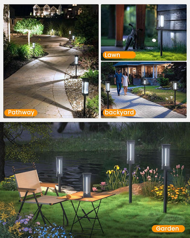 VOLISUN Solar Lights Outdoor Garden,4 Pack LED Garden Lights Solar Powered Waterproof, Landscape Lighting,Cool White Auto On/Off Pathway Lighting for Patio, Lawn, Yard, Landscape, Walkway, Path