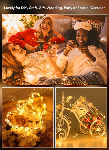 LED lights decorating photo display wall
