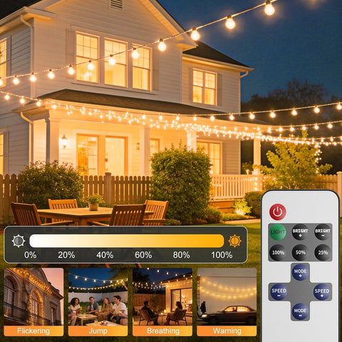 Brilvibera 23.5M G40 Outdoor Festoon Lights – Mains Powered Garden String Lights with App & Remote Control, Dimmable 2700K Warm White LED Bulbs for Patio, Garden, Wedding & Parties