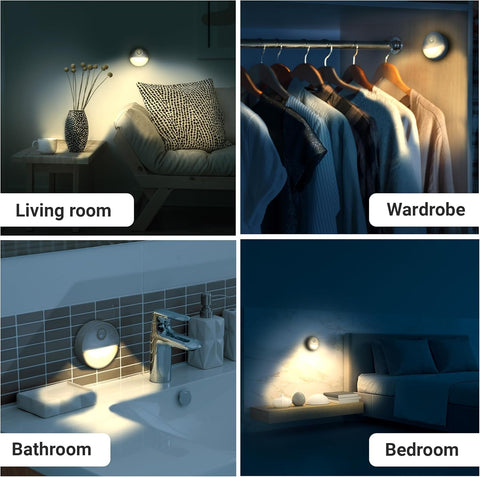 Battery Motion Sensor Night Lights Pack of 3 LED Stick-On Warm White