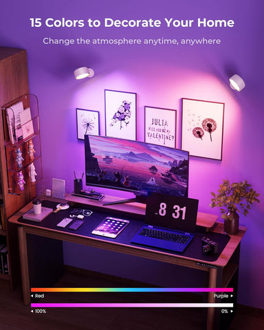 Wall Lights, Led Wall Lamp with 18 RGB Colors, 8000mAh Rechargeable Battery Operated, Touch and Remote Control,Dimmable Wireless Wall Sconces for Bedroom Indoor, 360° Rotation, White