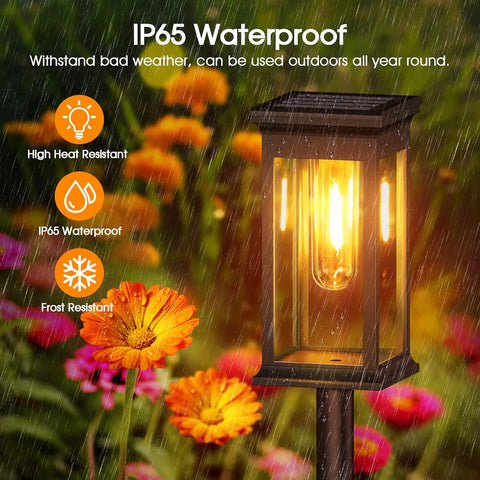 KOOPER Solar Lights Outdoor Garden, 4 Pack Upgraded Garden Lights Solar Powered Waterproof, Auto On/Off Outdoor Light for Yard Pathway Patio Decorative Lawn