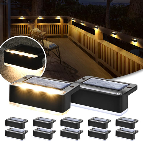 Solpex Solar Fence Lights Outdoor 12 Pack, Solar Step Lights Waterproof Led Solar Lights for Outdoor Stairs, Deck, Fence, Yard, Patio (Warm White,Black) [Energy Class A]