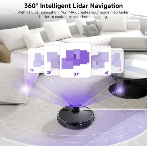 MS1MAX Robot Vacuum with Mop 5000Pa Suction